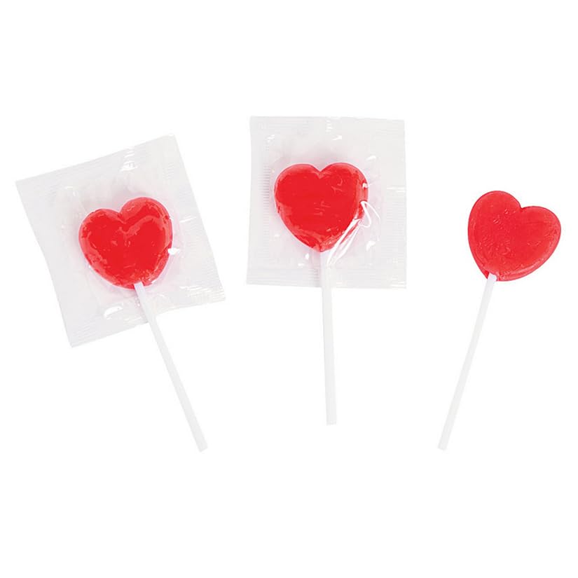 Red Heart Lollipops - 3 Pounds - Heart Shaped Suckers - Red Candies for Candy Buffet - Strawberry Flavored