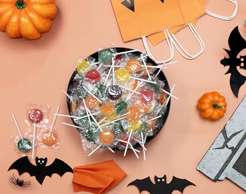 Classic Lollipops - 3 Pounds - Halloween Lollipops - Trick or Treat Individually Wrapped Candies - Flat Round Bulk Suckers For Kids, Doctors Office, Schools, Banks