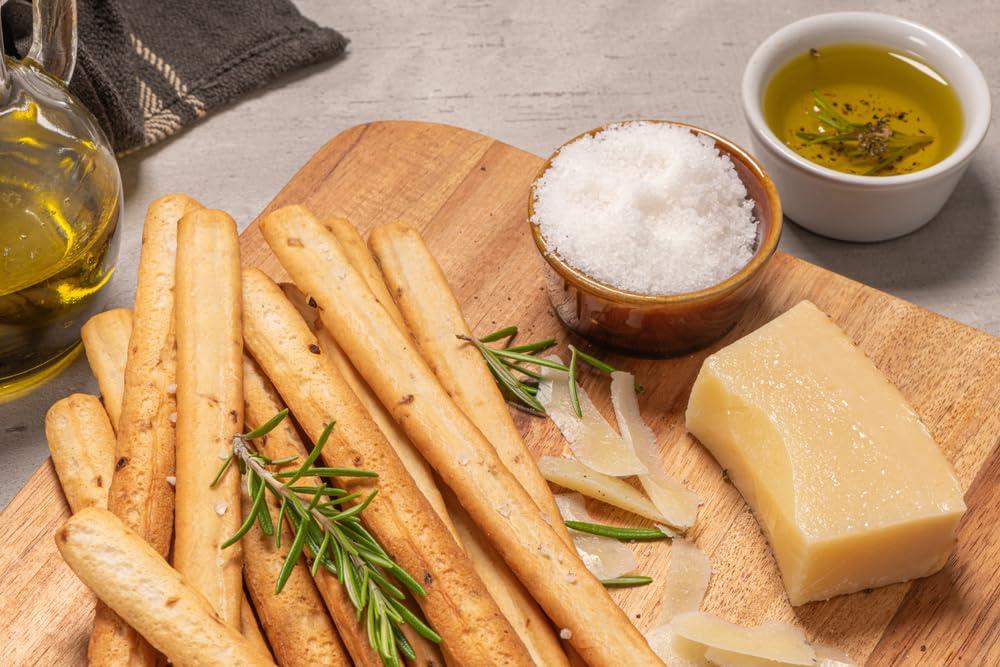 Breadsticks - PACK OF 6 - Assorted Flavors Breadstick Crackers - Grissini Freshly Baked From Italy - Kosher - Vegan - Perservatives Free - Assorted Flavors Sea Salt, Rosemary, Sesame - Kosher Breadstick Crackers In Bulk - Snack Sticks