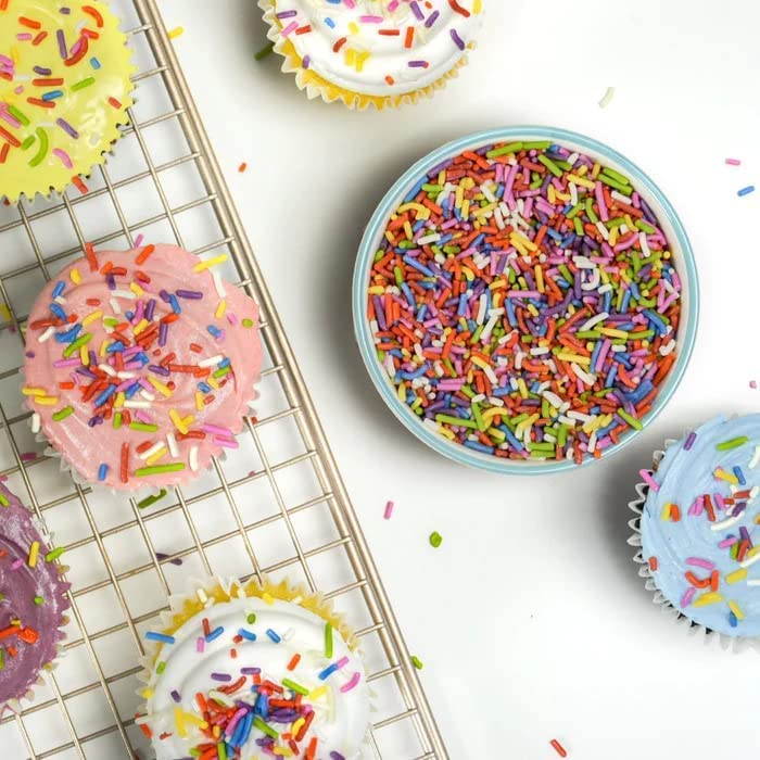 Dye-Free Rainbow Sprinkles 1.6 Pounds - Natural Vegan Baking Toppings with No Artificial Dyes or Flavors Non-GMO Jimmies for Cookies, Cakes, Ice Cream & Cupcakes
