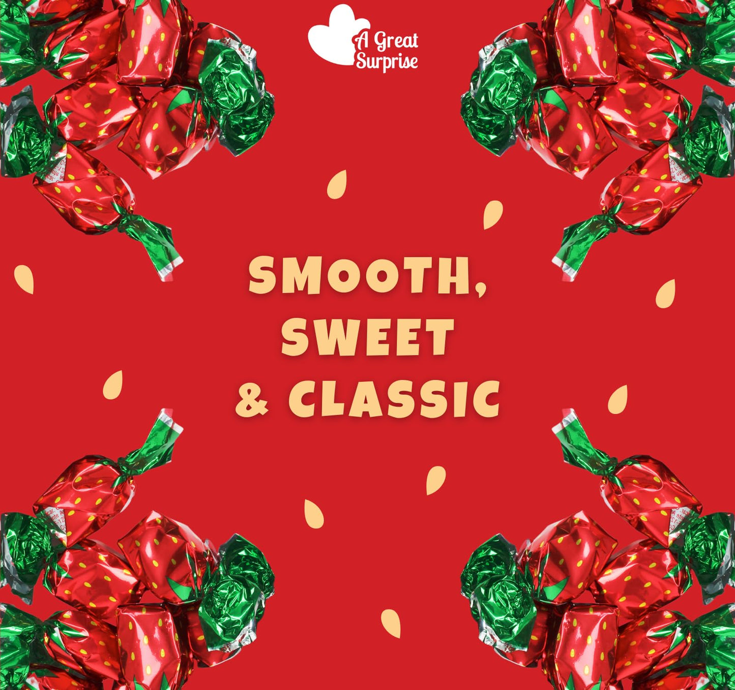 Dooboe Strawberry Hard Candy - 6 Pounds - Strawberry Filled Bon Bons Bulk - Individually Wrapped Candy for Office