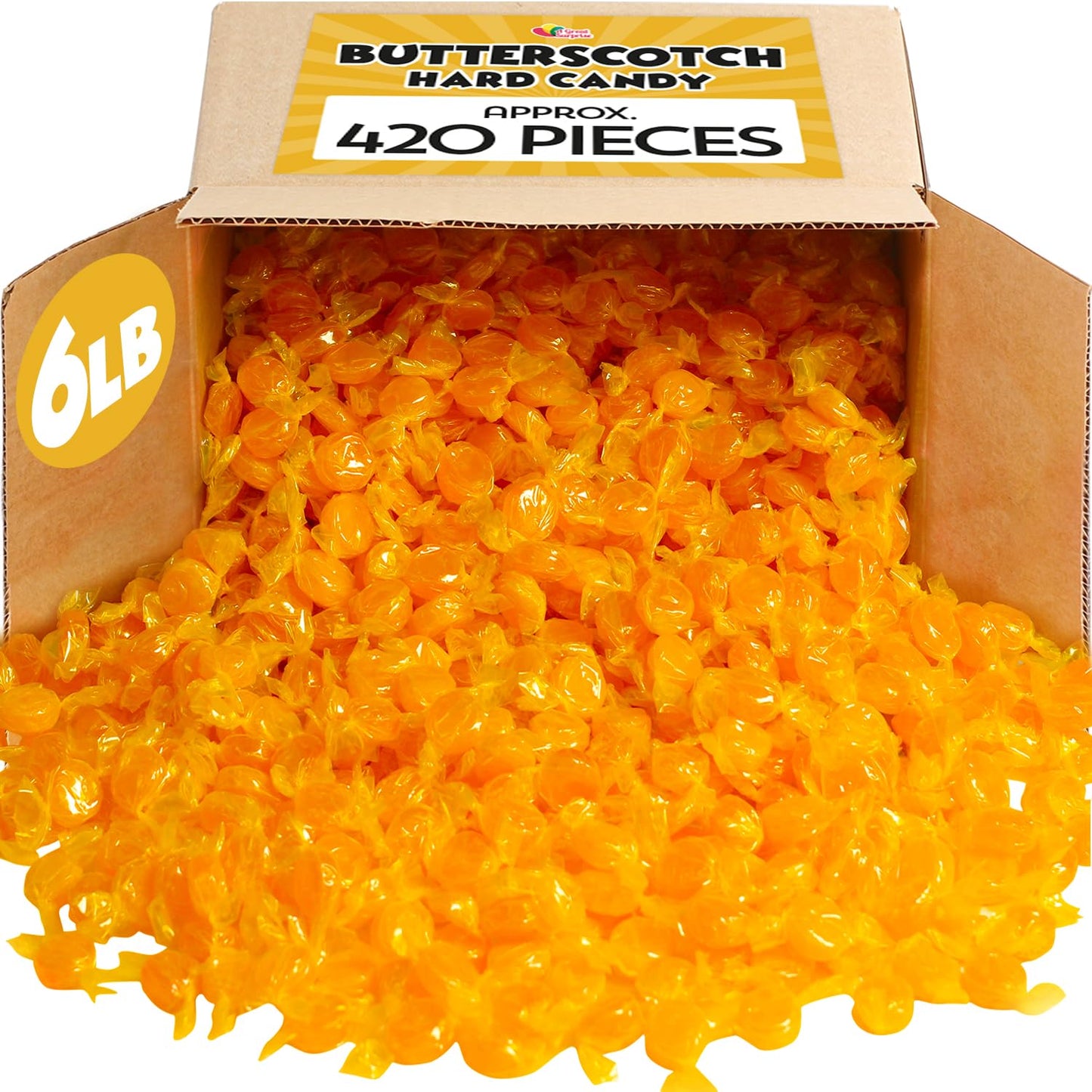 Butterscotch Hard Candy - 6 Pounds - Individually Wrapped Butter Scotch Buttons Candies - Bulk Yellow Treats For Candy Buffet