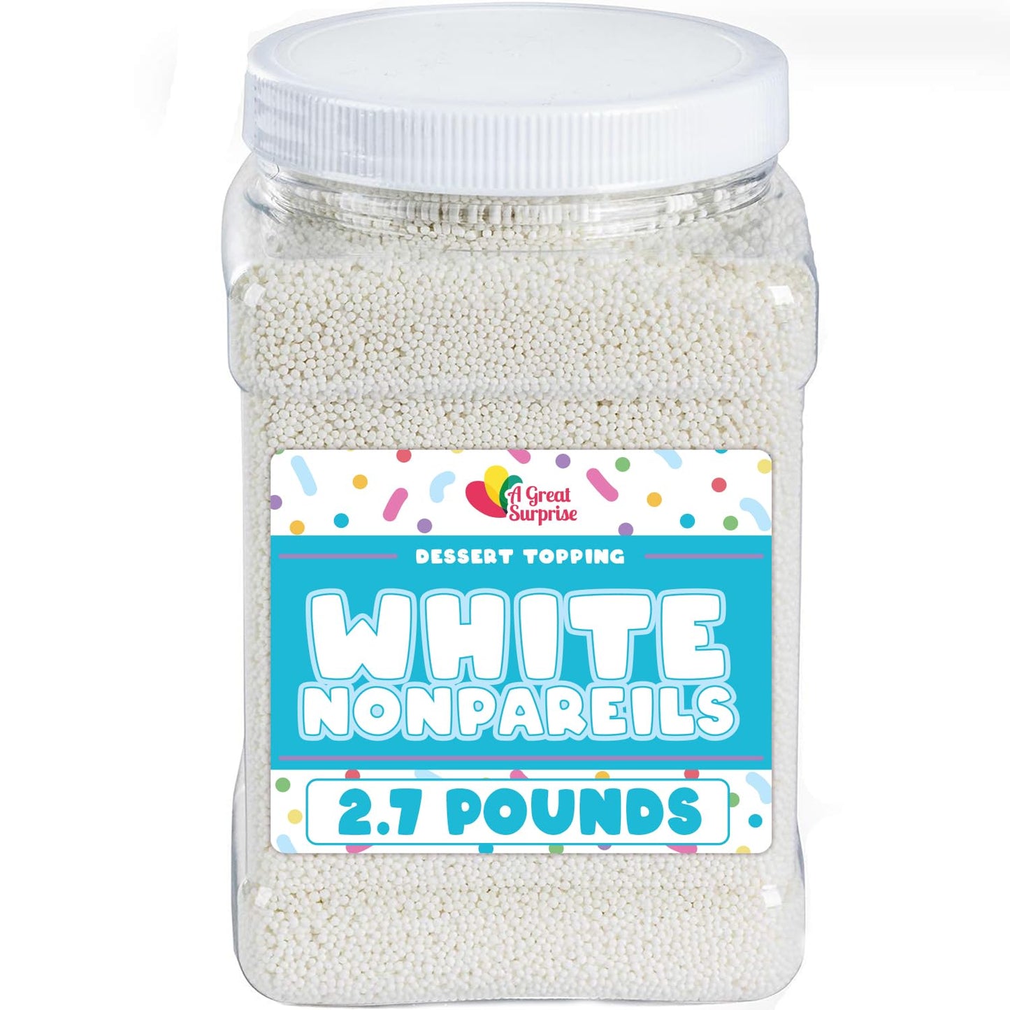 White Pearl Sprinkles - 2.7 Pounds - Bulk White Nonpareils Jimmies - Toppings for Bridal Sprinkles - Tiny Pearls for Cakes, Cookies, Cakepops