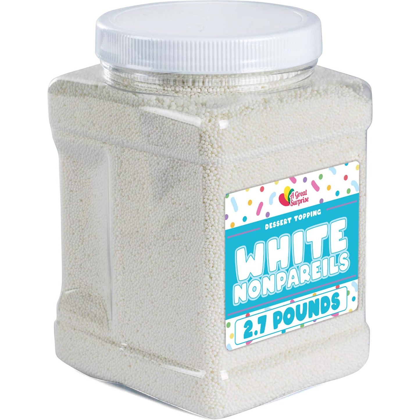 White Pearl Sprinkles - 2.7 Pounds - Bulk White Nonpareils Jimmies - Toppings for Bridal Sprinkles - Tiny Pearls for Cakes, Cookies, Cakepops