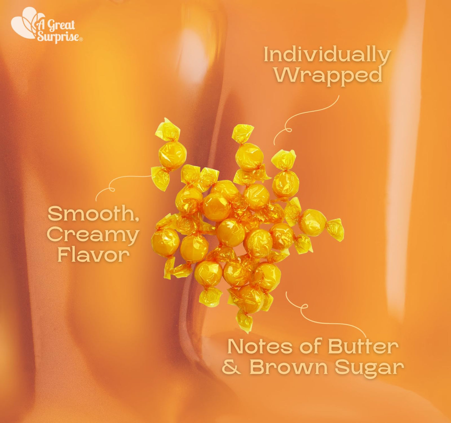 A Great Surprise Butterscotch Hard Candy - 6 Pounds - Individually Wrapped Butter Scotch Buttons Candies - Bulk Yellow Treats For Candy Buffet