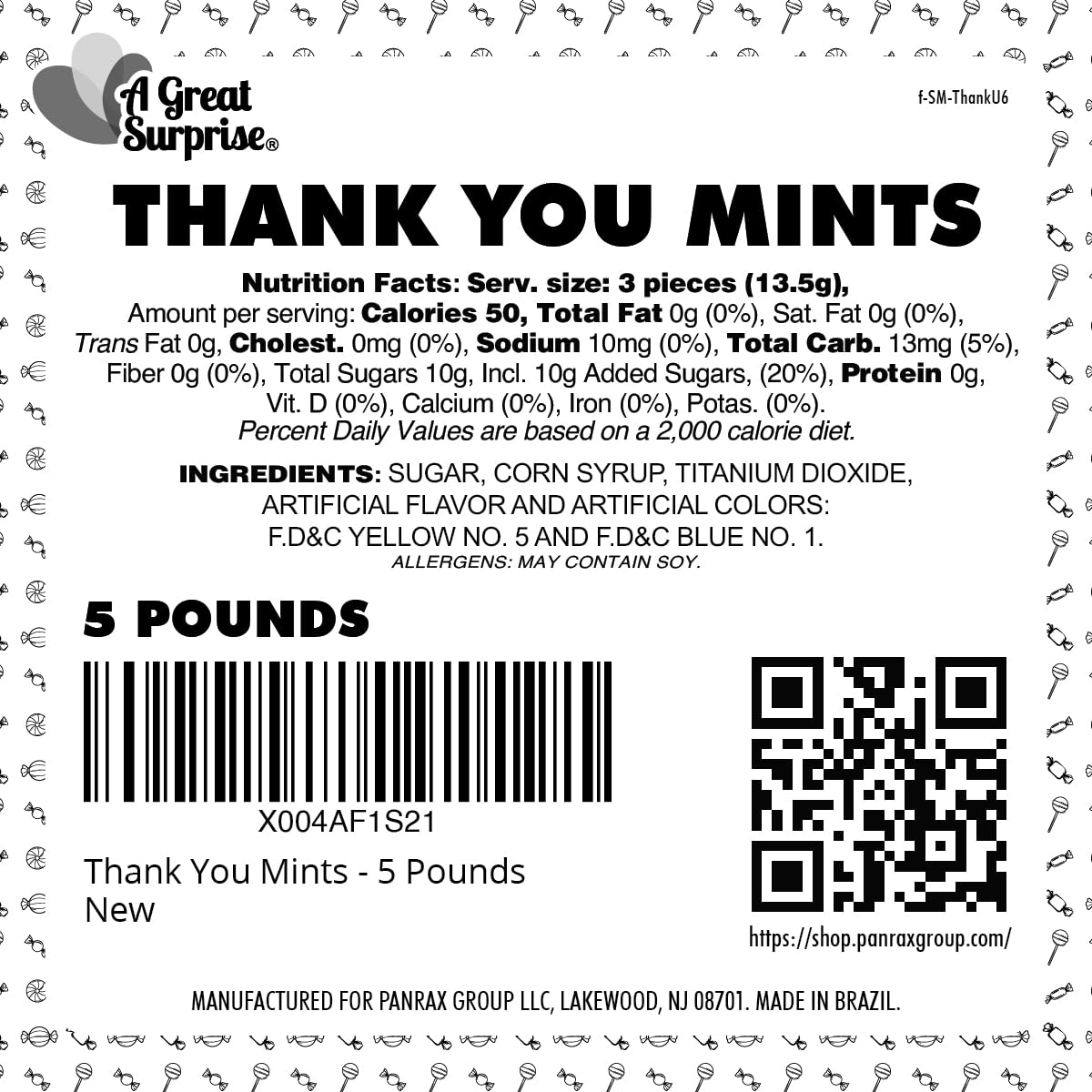 Thank You Hard Candy Mints - 5 Pounds - Individually Wrapped Spearmint - Sweets for Hospitality, Office Reception, Weddings, Gifting, and Basket Fillers