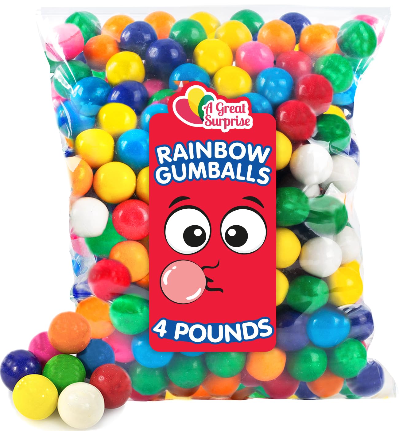 Gumballs for Machine Refills - 4 Pounds - 1 inch Rainbow Gumball Candy - Approx 240 Pieces - Colorful Candies Unwrapped