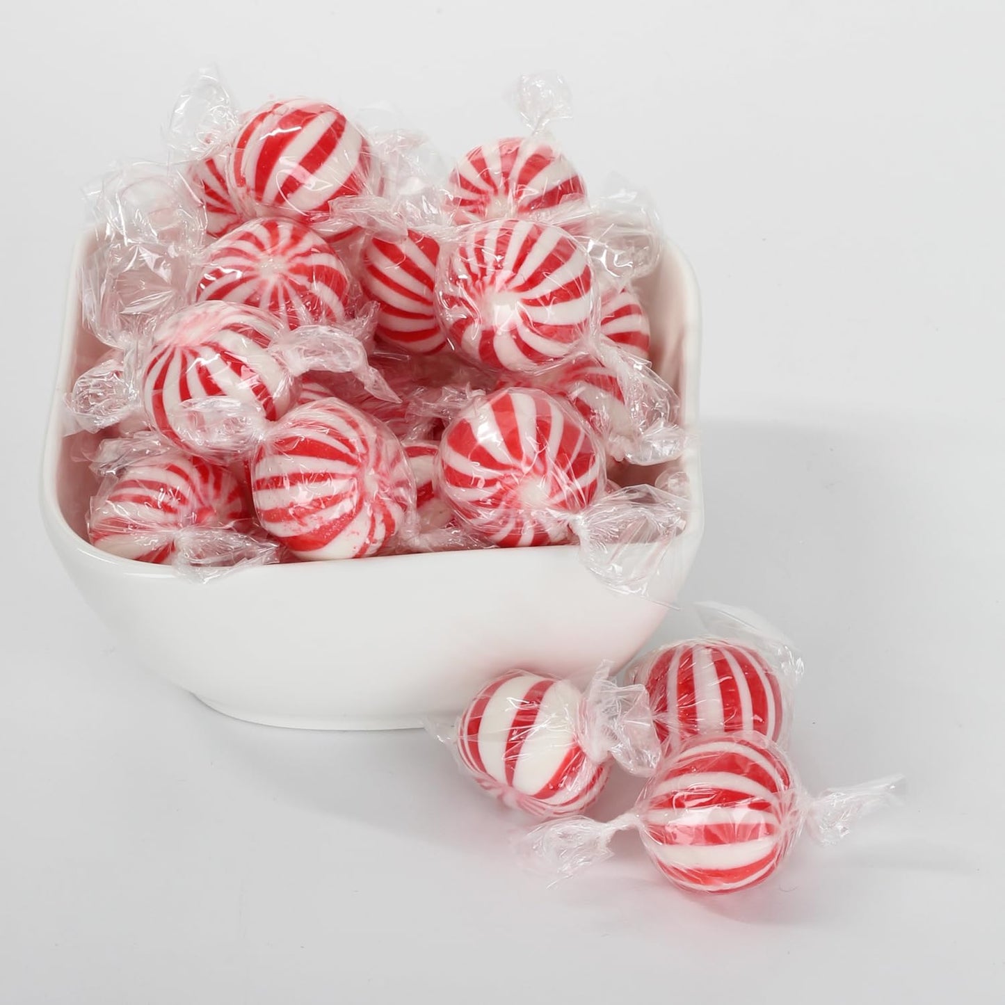 Peppermint Balls - 3 Pounds - Bulk Red Mint Hard Candy - Red and White Candy for Buffet - Individually Wrapped