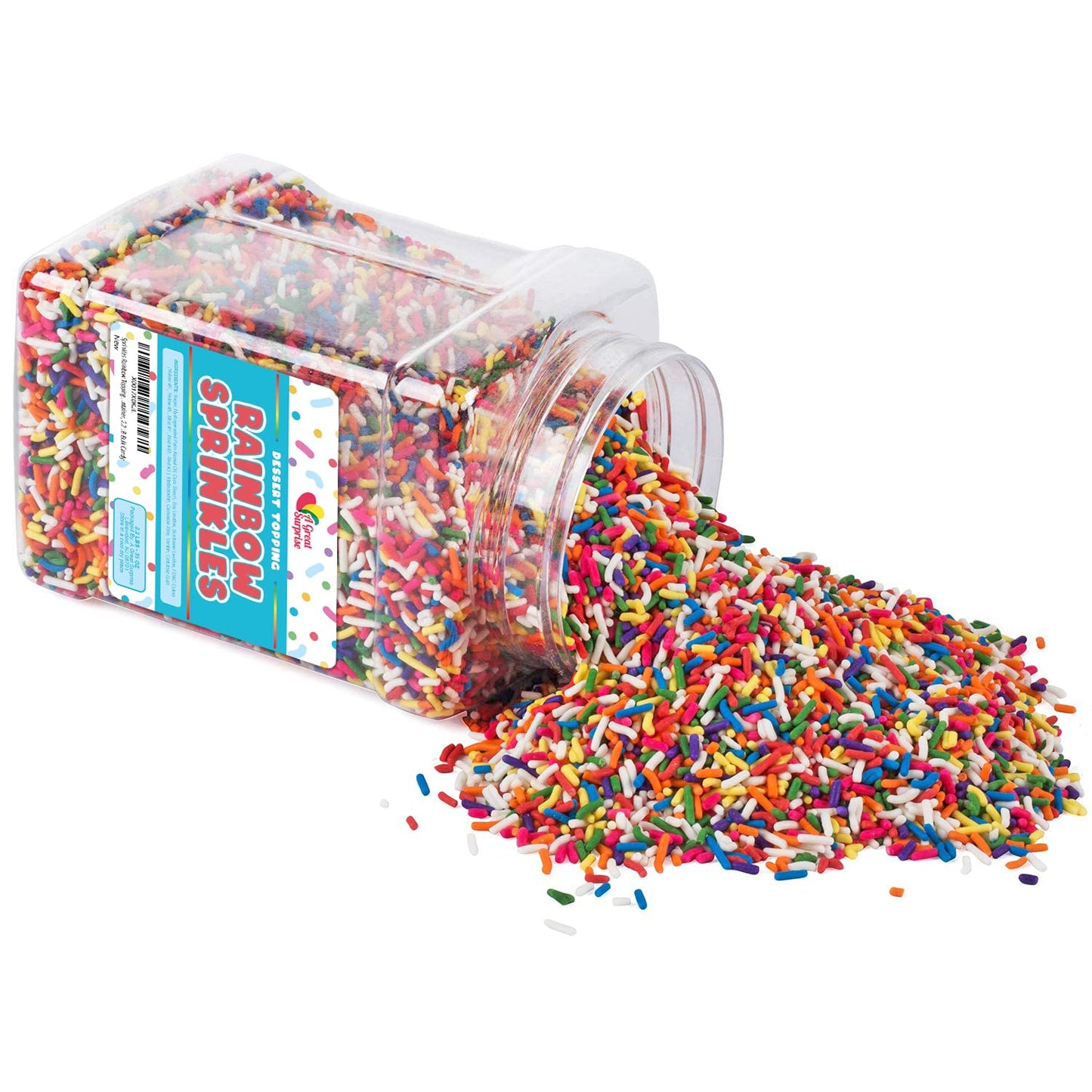 Rainbow Sprinkles - 2.2 Pounds - Bulk Rainbow Jimmies for Cookies - Birthday Cake for Ice Cream, Baking, Cupcakes, Donuts