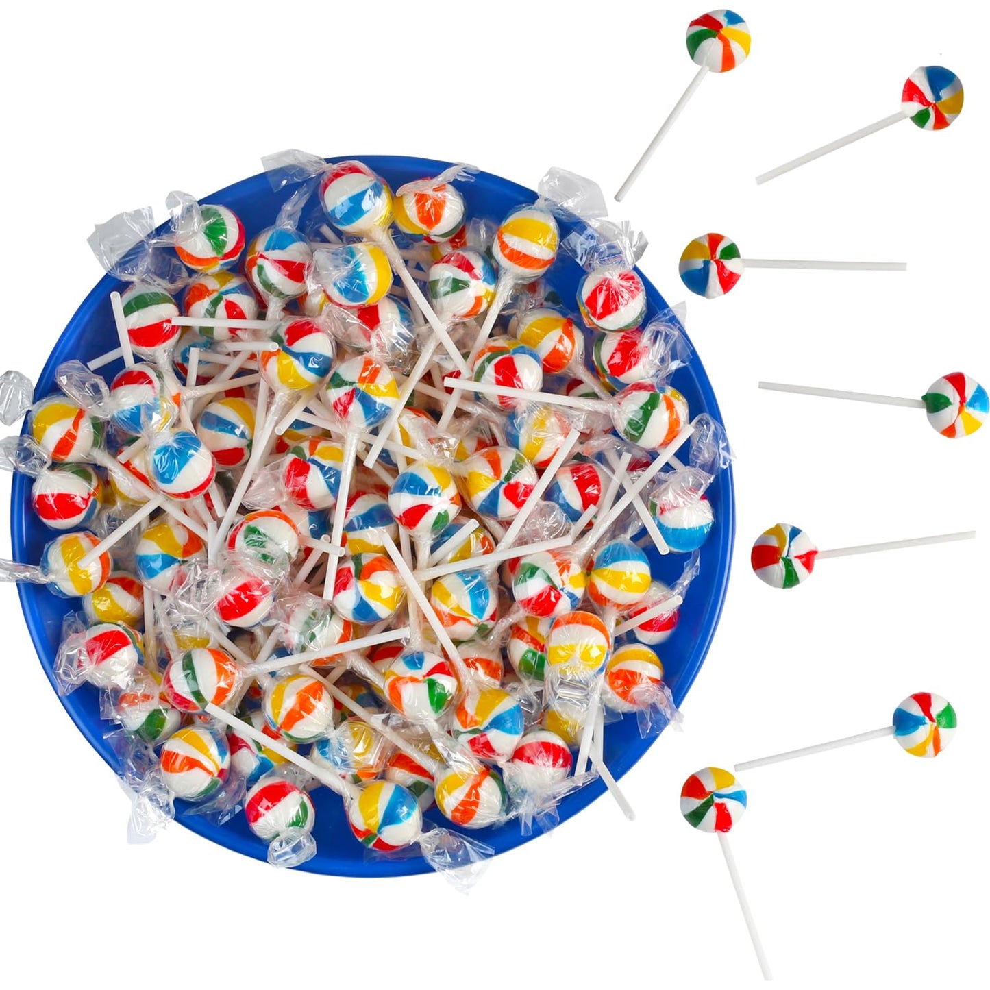 Rainbow Lollipops - 5 Pounds - Rainbow Parade Throws - Individually Wrapped Round Hard Candy Suckers for Kids, Party Favors, Goodie Bags, Piñatas, Birthday Candy Buffets