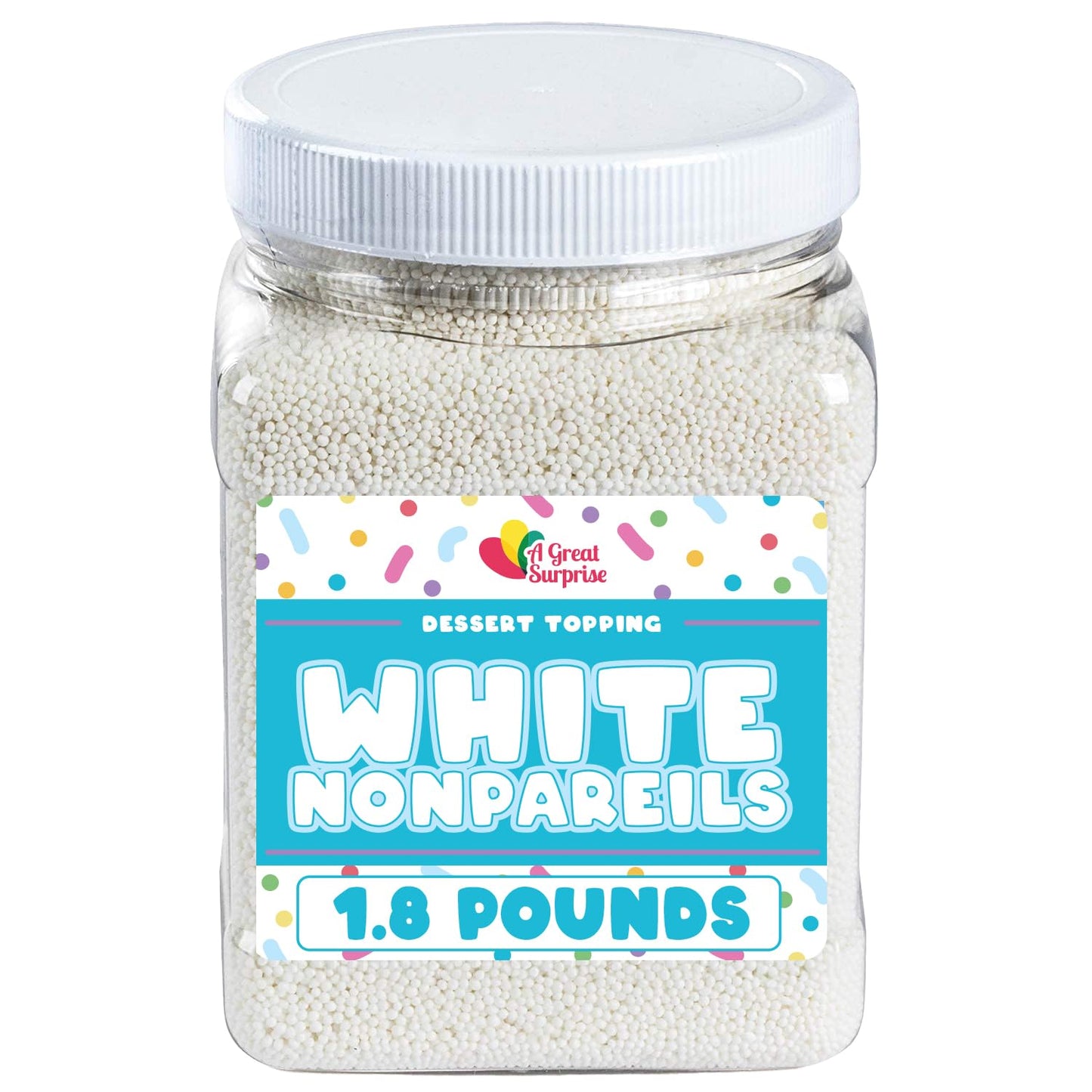 White Nonpareils Sprinkles 1.8 LB Bulk Candy - Non Pareils Jimmies Toppings for Cake Decorating, Cupcakes, Baking
