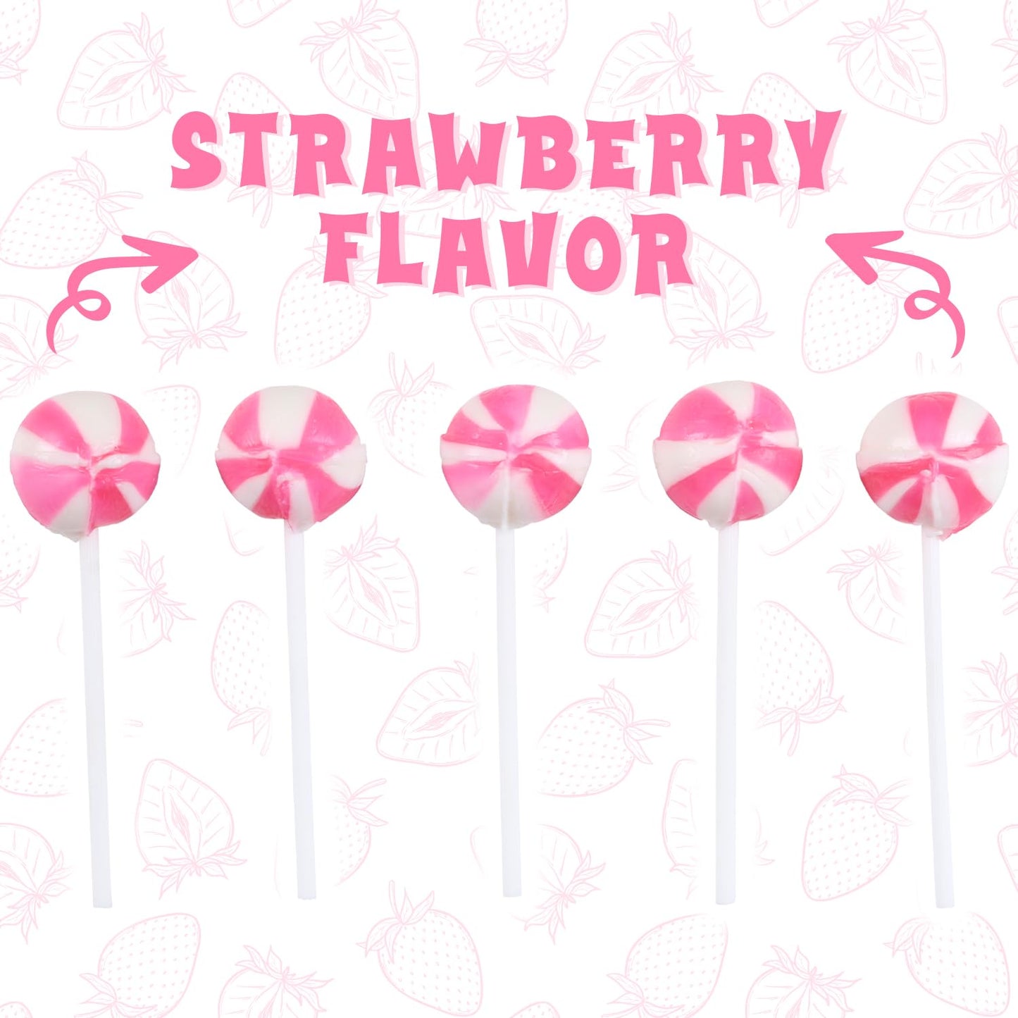 Pink Lollipops - 2 Pounds - Strawberry Flavor - Bulk Pink Candies for Buffet - Suckers for Baby Shower, Baby Girl, Theme Parties