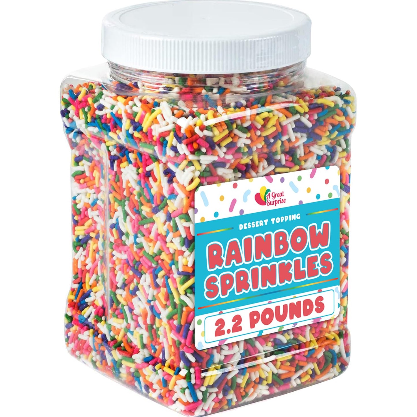 Rainbow Sprinkles - 2.2 Pounds - Bulk Rainbow Jimmies for Cookies - Birthday Cake for Ice Cream, Baking, Cupcakes, Donuts