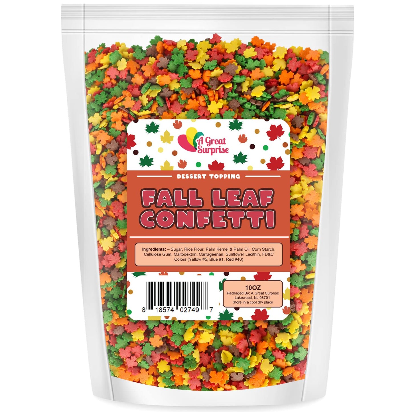 Fall Sprinkles - 10 oz - Fall Leaf Sprinkles for Baking - Autumn Cupcake Leaf Sprinkles - Thanksgiving Sprinkles for Cupcakes, Cookies, Cake Decorating - Bulk Fall Candy Sprinkles