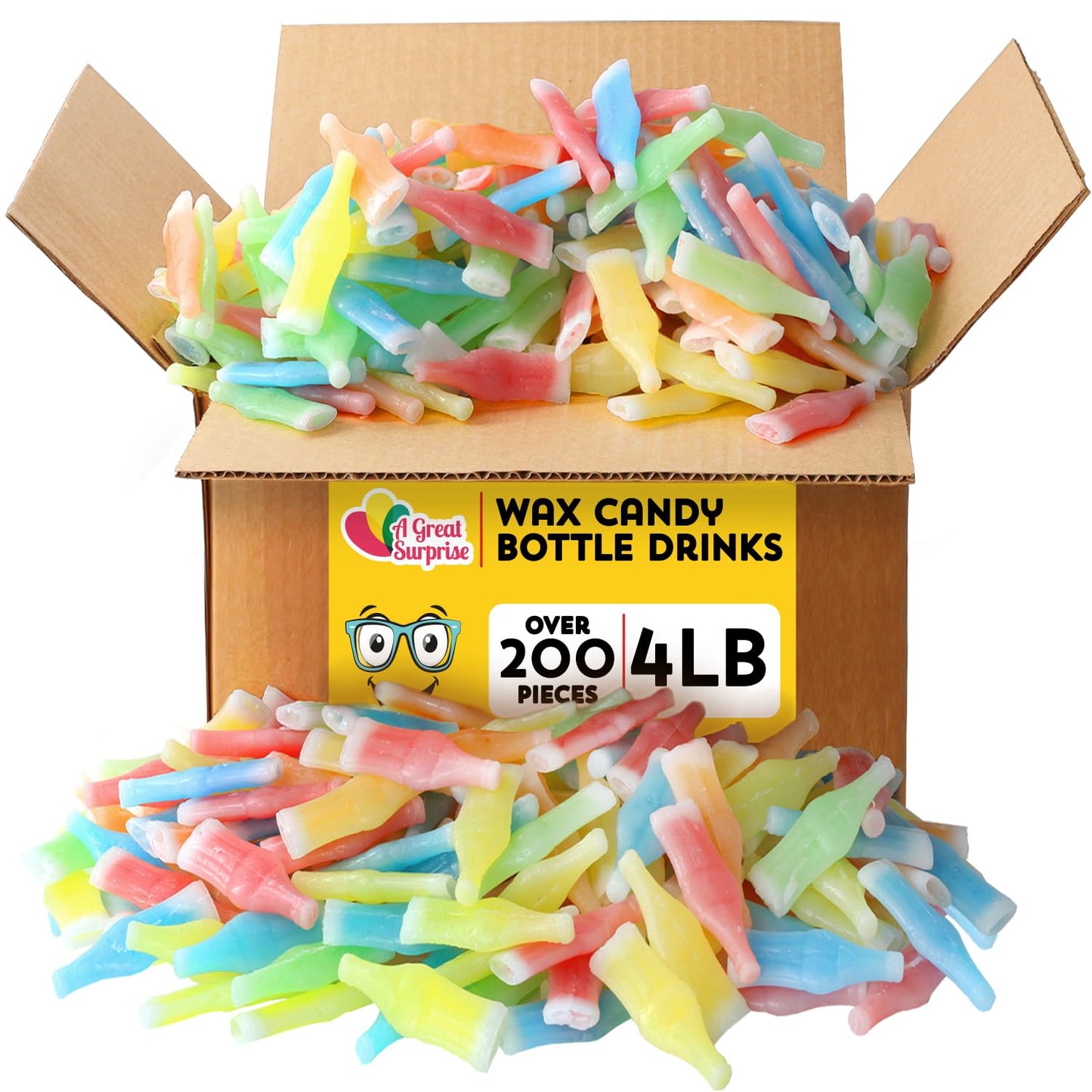 Wax Bottle Candy - 4 Pounds - Nik L Nip Wax Bottles Candy - 90s Candy Bulk - Candy Drinks - Old School Candy - Over 200 Pieces of Nostalgic Candy