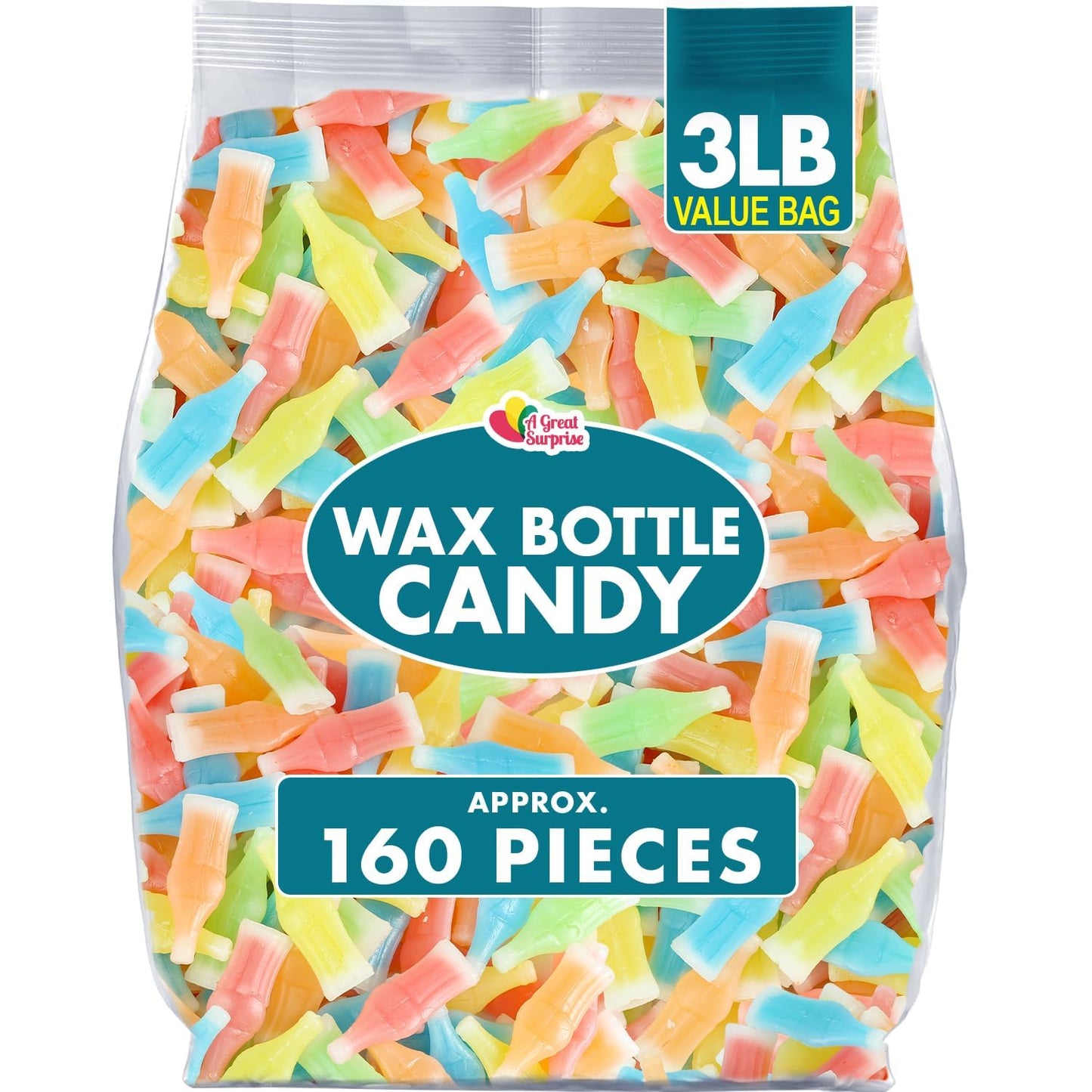 Wax Bottle Candy - 3 Pounds - Summer Candies - Wax Bottles with Juice - Nik L Nip Drinks - 90s Candies - Old Fashion Retro