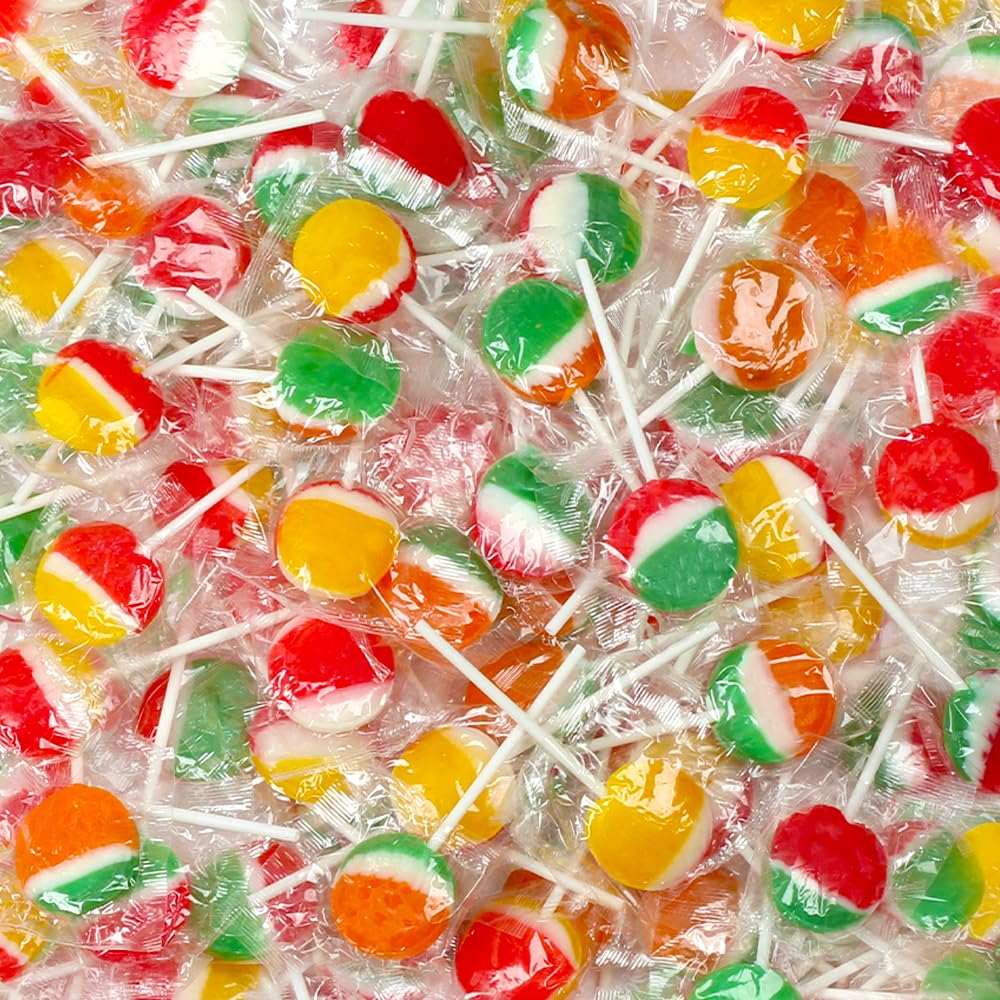 Flat Lollipops Bulk - 10 lb - Assorted Flavors with Bright 3-Color - Classic Candy for Kids Birthday Parties, School Events, Camps
