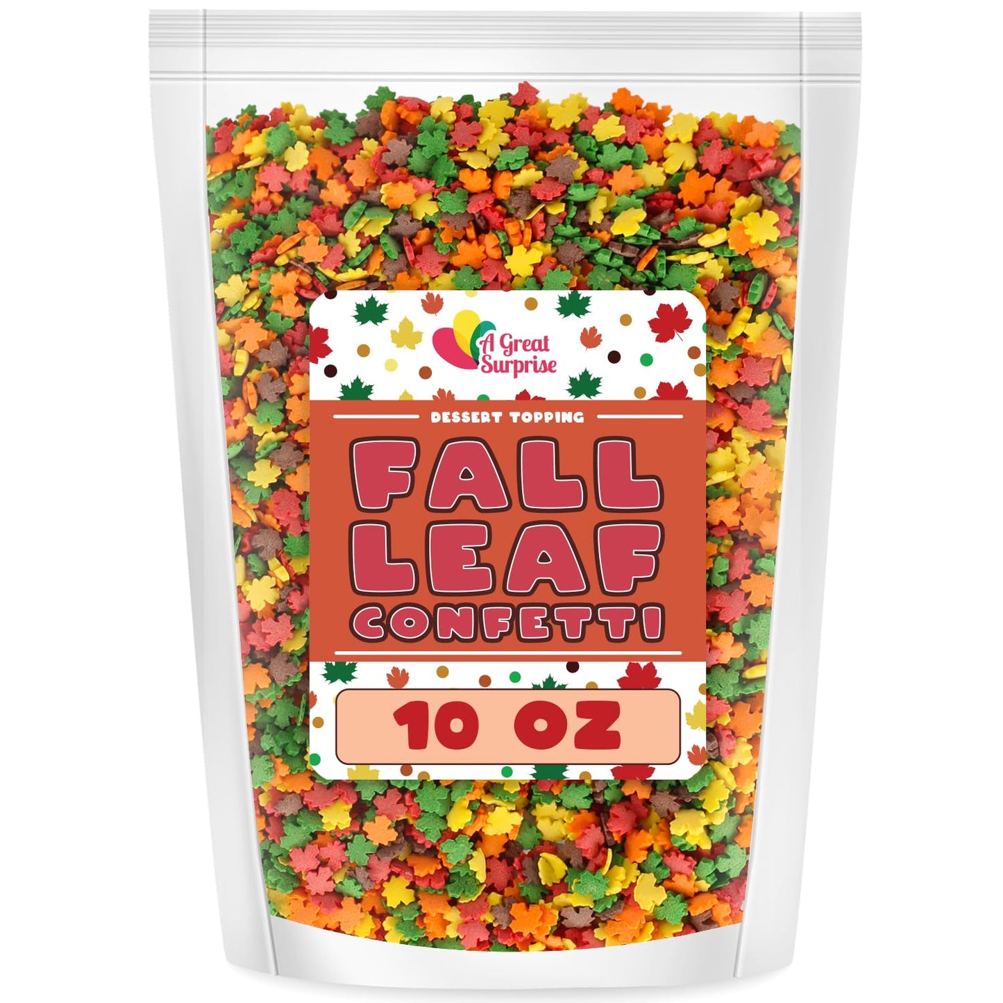 Fall Sprinkles - 10 oz - Fall Leaf Sprinkles for Baking - Autumn Cupcake Leaf Sprinkles - Thanksgiving Sprinkles for Cupcakes, Cookies, Cake Decorating - Bulk Fall Candy Sprinkles