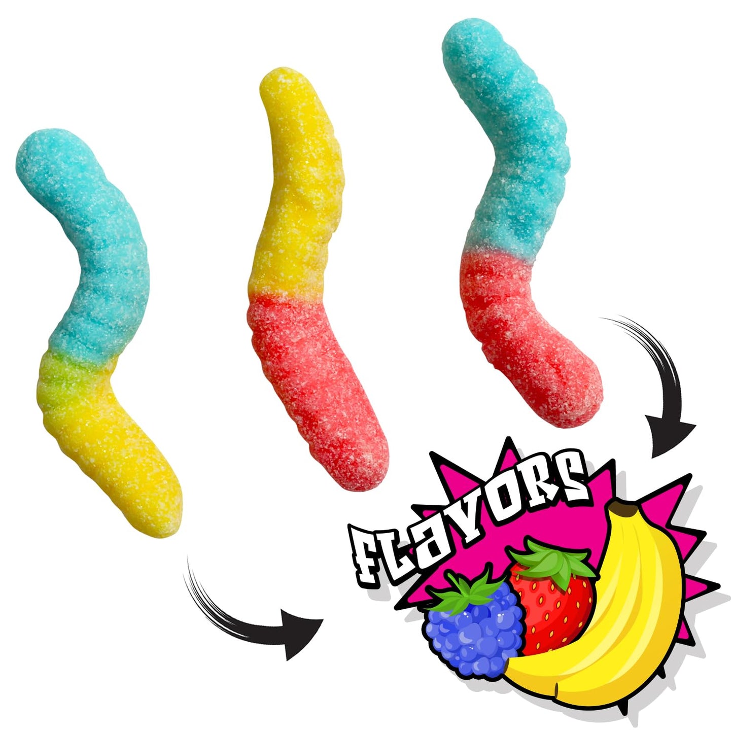 Dooboe Sour Gummy Worms Bulk Pack - 40 Packs (30 Gram Peg Bags) - Stocking Stuffers Sour Squirmers Individually Wrapped for Kids and Adults, Parties, School, Pinata