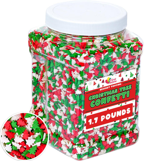 Christmas Tree Sprinkles - 1.7 Pounds - Bulk Red and Green Confetti Sprinkles - Holiday Sprinkles for Cookie Decorating - Christmas Jimmies for Gingerbread Cookies, Baking, Cupcakes