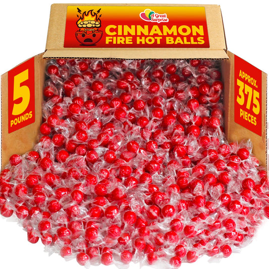 A Great Surprise Red Hot Cinnamon Candy Balls - 5 Pounds - Red Fire Candy Bulk - Individually Wrapped