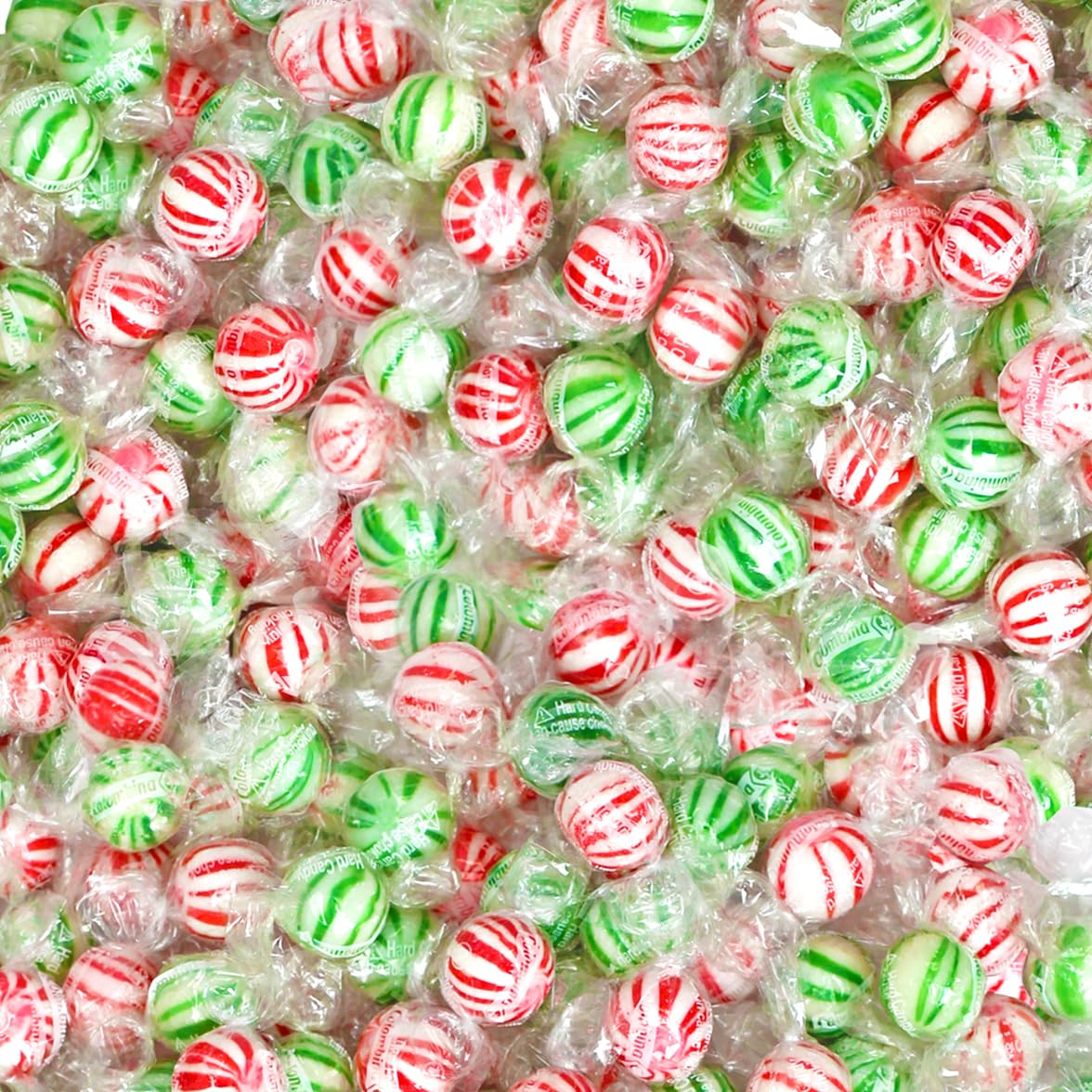 Jumbo Mint Balls - 5 Pounds - Spearmint & Peppermint Hard Candies - Mint Bulk Candies - Individually Wrapped Bulk Mints - Refreshing Office Candies
