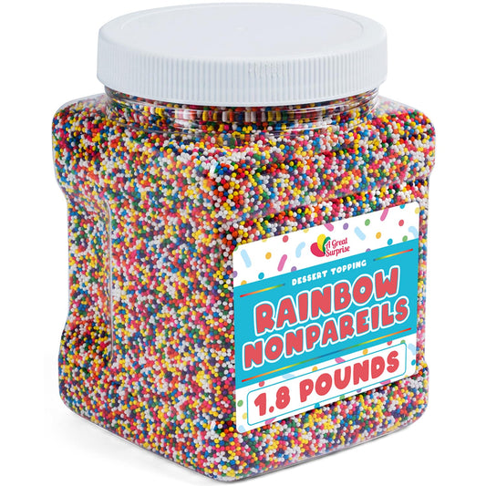 Rainbow Nonpareil Sprinkles - 1.8 Pounds - Non-Pareil Sprinkles for Ice Cream - Bulk Rainbow Sprinkles For Cookies, Cupcakes, Cake Decorating - Mini Round Birthday Sprinkles