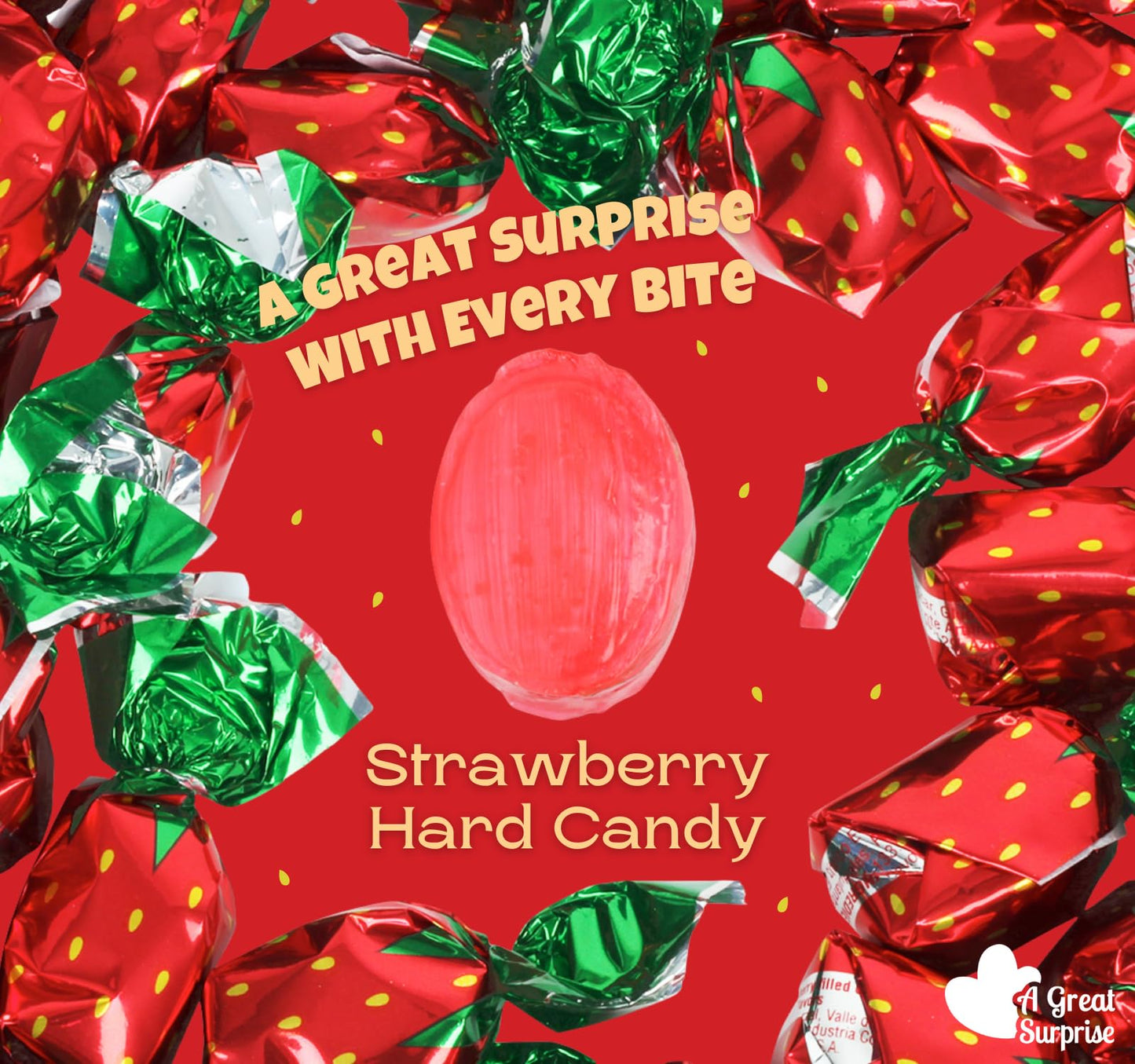 Dooboe Strawberry Hard Candy - 6 Pounds - Strawberry Filled Bon Bons Bulk - Individually Wrapped Candy for Office