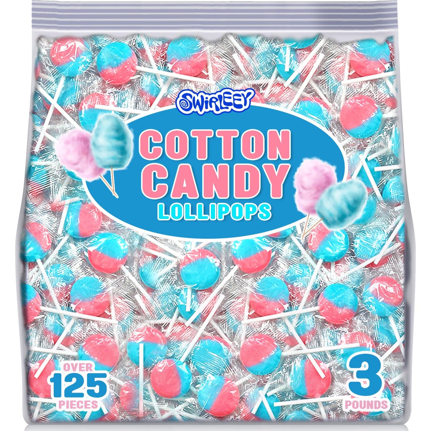 Pink and Blue Lollipops - 3 Pounds - Summer Cotton Candy Suckers - Gender Reveal Candy Favors - Baby Shower Party