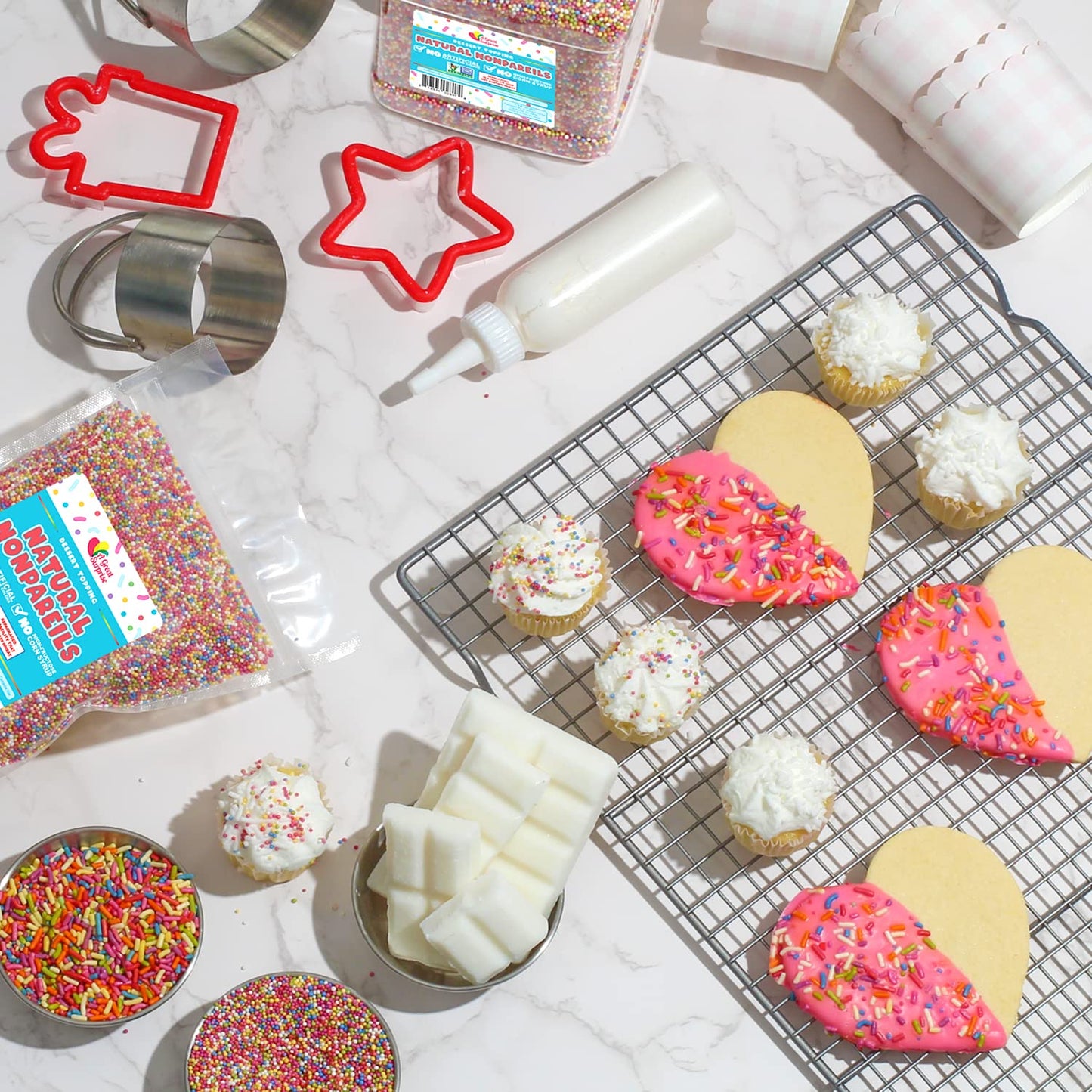 Dye-Free Rainbow Sprinkles 1.6 Pounds - Natural Vegan Baking Toppings with No Artificial Dyes or Flavors Non-GMO Jimmies for Cookies, Cakes, Ice Cream & Cupcakes