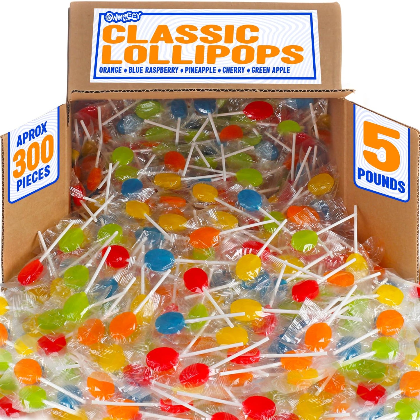 Summer Classic Lollipops - 5 Pounds - Fruit Flavored Lollipops - Classic Bulk Suckers for Kids - Birthday Goodie Bag Favors