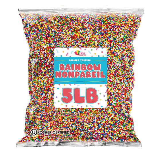 Rainbow Nonpareils Sprinkles - 5 Pounds - Colorful Candy Dot Sprinkles for Baking & Decorating - Bulk Bakery Toppings for Cakes, Cupcakes, Cookies, Ice Cream, and Desserts