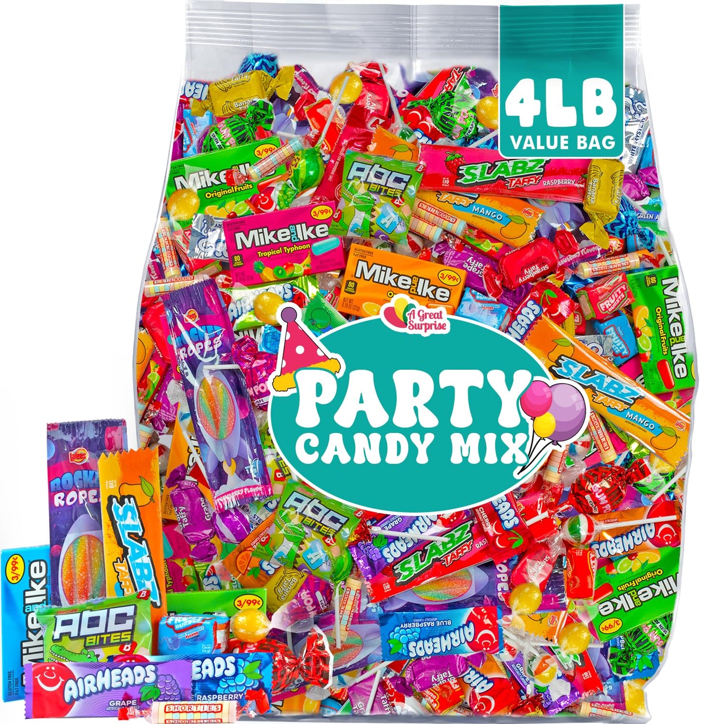 Birthday Party Candy Mix - 4 Pounds - Bulk Pinata Stuffers - Halloween Large Candy Bag For Party Treat Favors