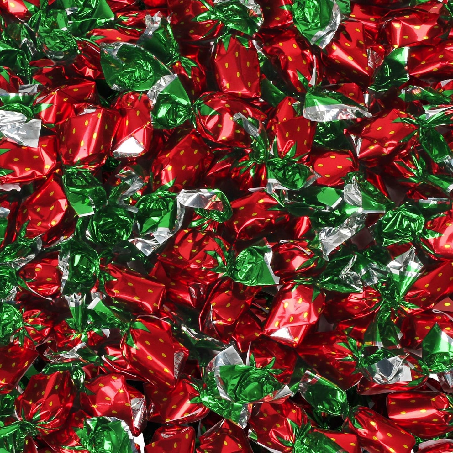 Strawberry Hard Candy - 6 Pounds - Bulk Individually Wrapped Candy for Office - Strawberry Bon Bons - Red Foil Candies - Approx 380 Berry Fruit Flavored Suckers - Classic Hard Candy