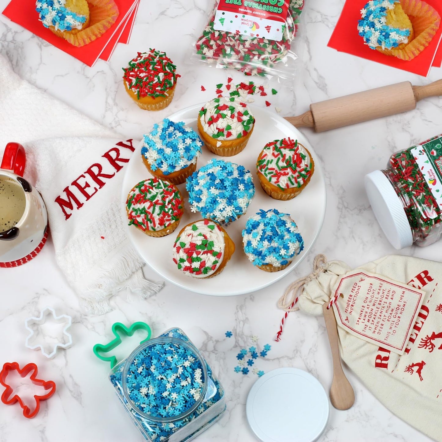 Christmas Tree Sprinkles - 1.2 Pounds - Bulk Red and Green Confetti Sprinkles - Holiday Sprinkles for Cookie Decorating - Christmas Jimmies for Gingerbread Cookies, Baking, Cupcakes
