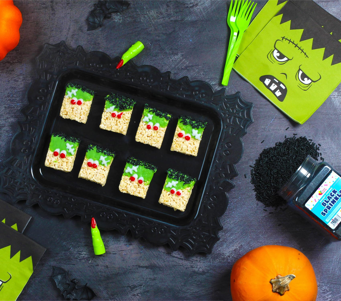 Black Sprinkles 1.6 Pounds Bulk Dessert Topping Perfect for Halloween Cupcakes, Cookies, Ice Cream, Cake Decorating, Baking, and Party Treats Large Resealable Container