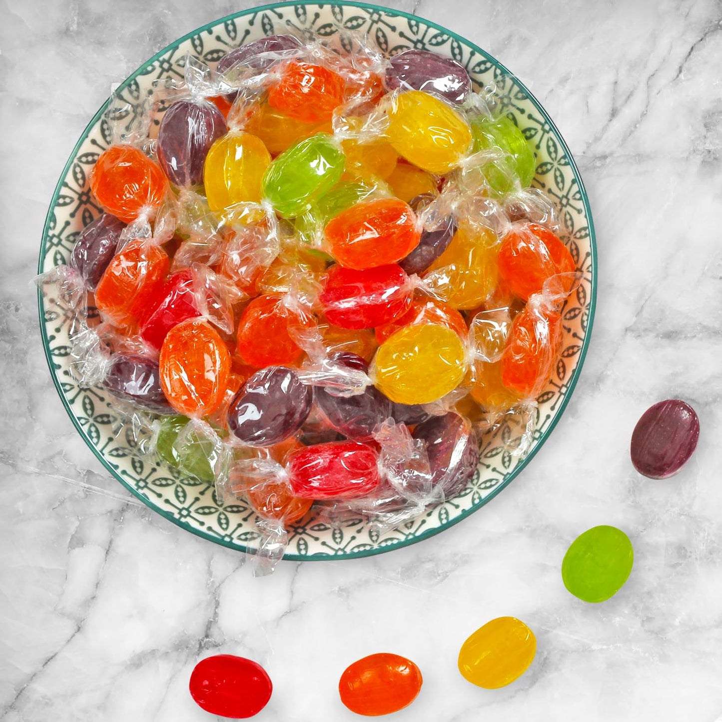 Assorted Fruit Hard Candy - 5 Pounds - Classic Hard Candies Assortment - Oval Shaped Sweets for Offices, Desk, Parties
