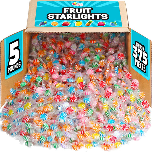 Fruit Flavored Starlights Candies - 5 Pounds - Assorted Flavors Hard Candy - Individually Wrapped Suckers - Colorful Treats for Candy Buffet, Offices