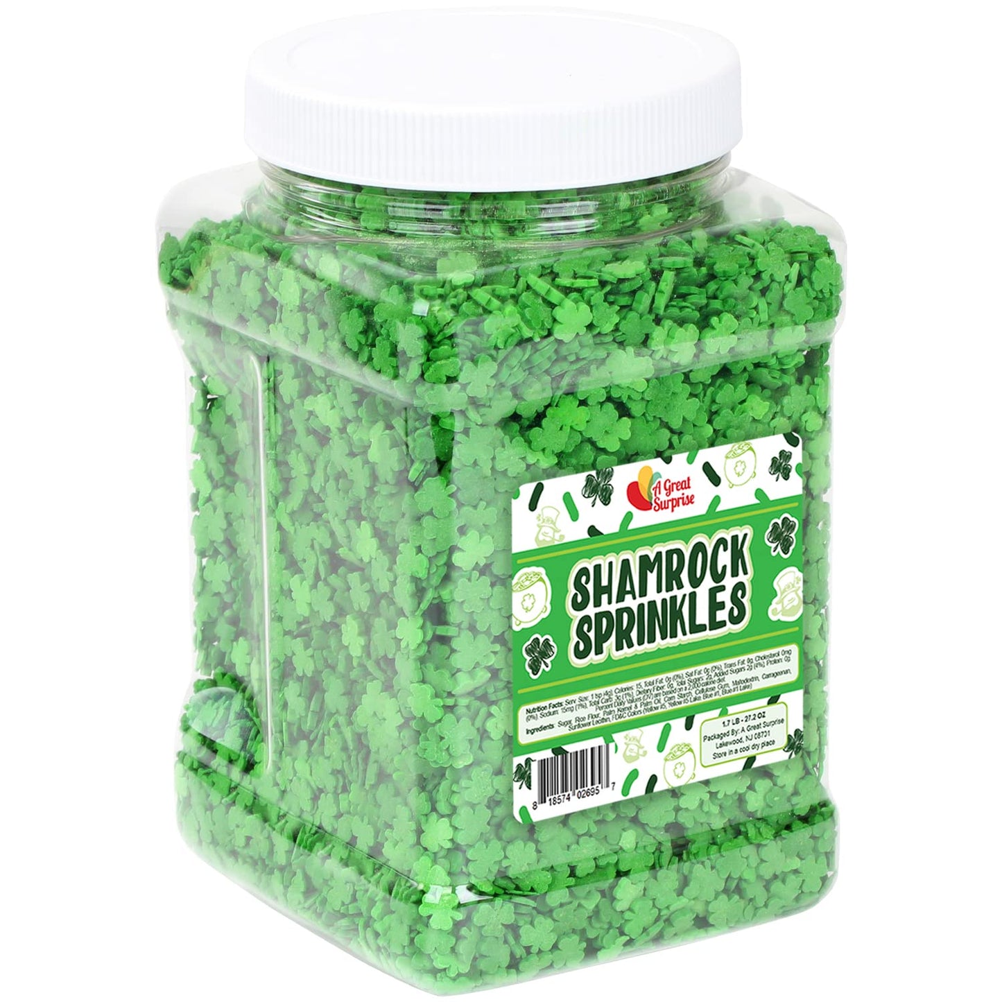St. Patricks Day Sprinkles - 1.7 Lb - Green Shamrock Sprinkles