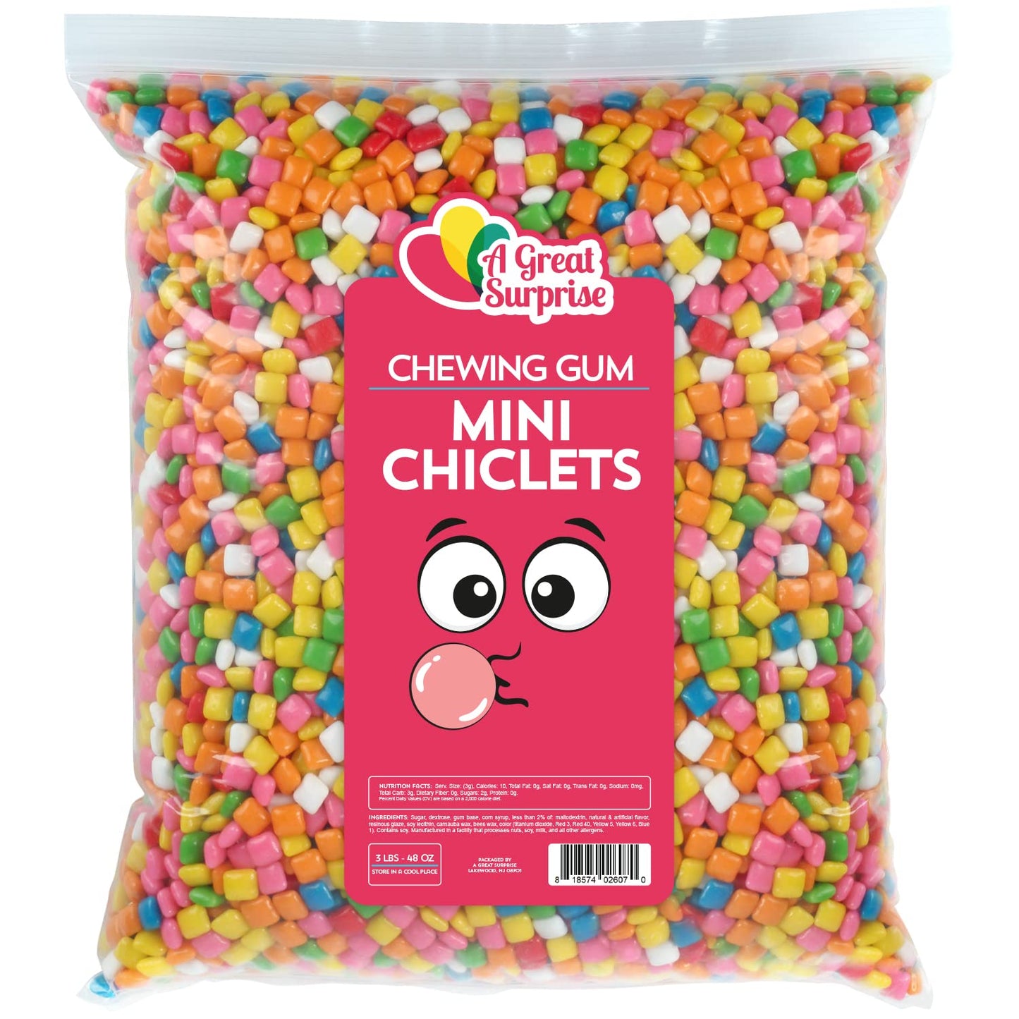 Chiclets Gum - Mini Chiclets - Chicklets Tiny Size Gum - Fruity Flavor - Gumball Candy Machine Refills - Bulk Candy - 3 LB