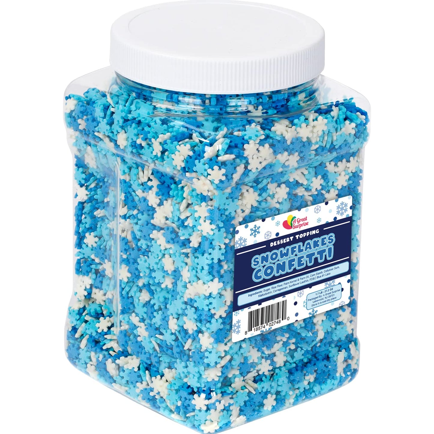 Winter Sprinkles Bulk - 1.7 LB Bulk - Snowflake Confetti - Snowflakes - Blue & White - Great for Cooking, Baking & Decorating