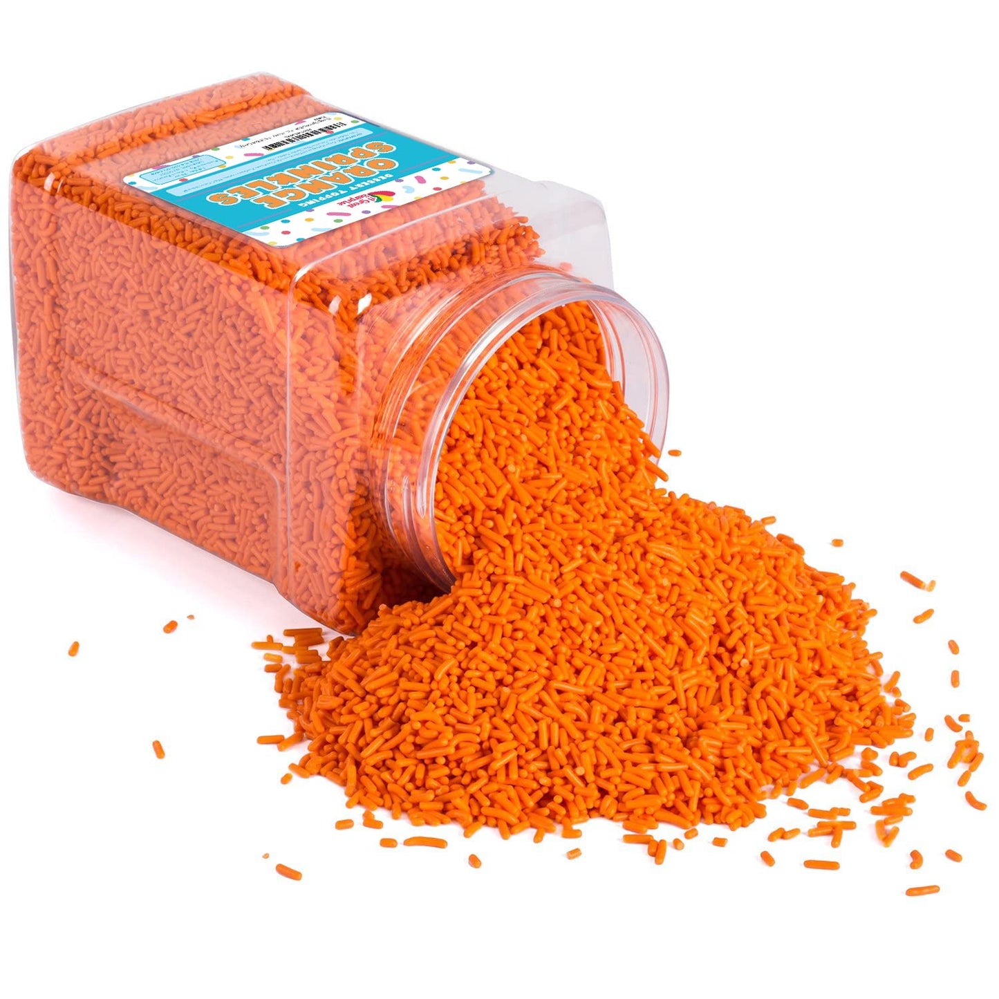 Orange Sprinkles Bulk - 1.6 LB Bulk Candy - Colorful Dessert Toppings - Spring Jimmies - Orange Sprinkles in Resealable Container - Mets Sprinkles