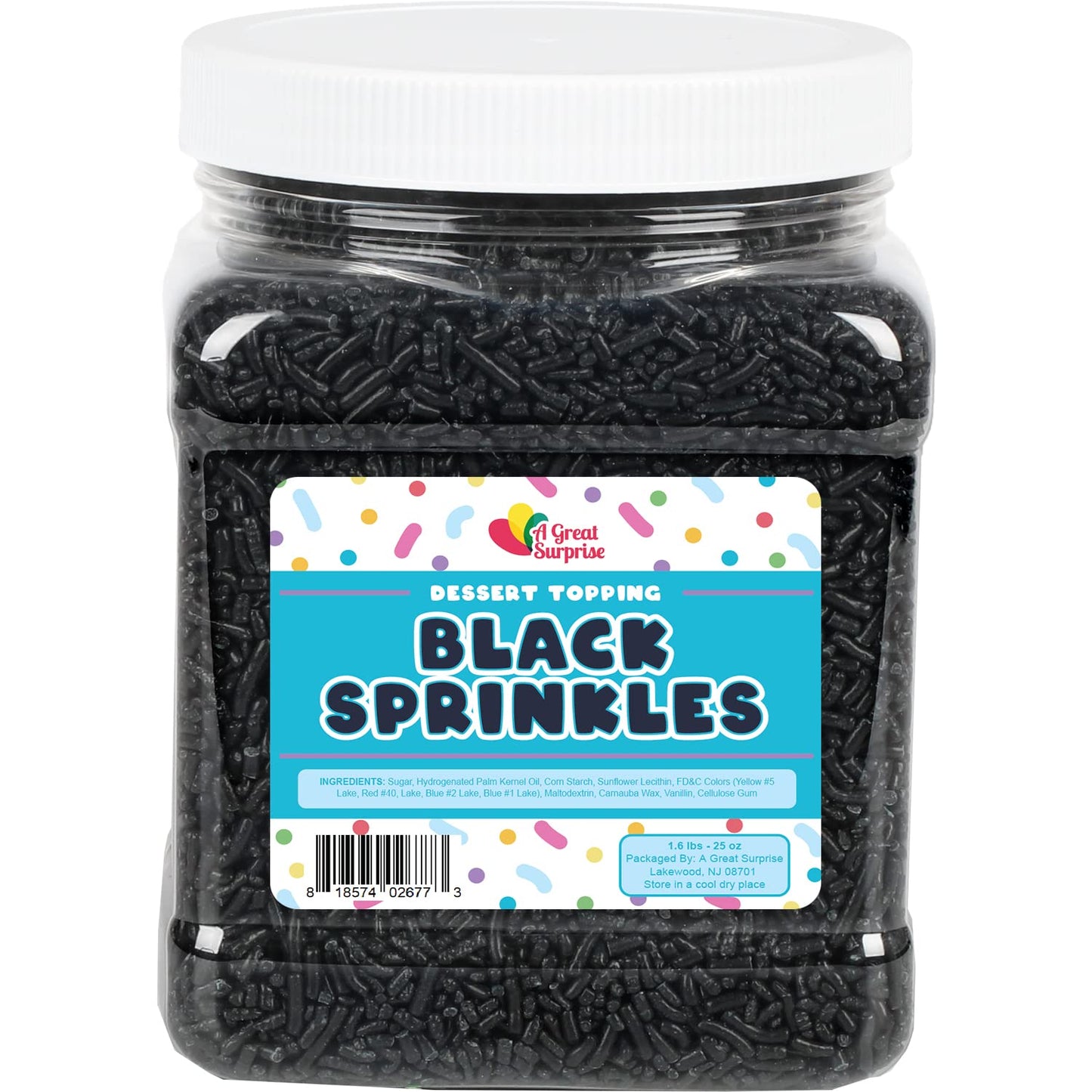 Black Sprinkles - 1.6 Pounds - Black Jimmies for Halloween - Bulk Sprinkles for Ice Cream, Cookies, Cupcakes - Halloween Sprinkles for Baking