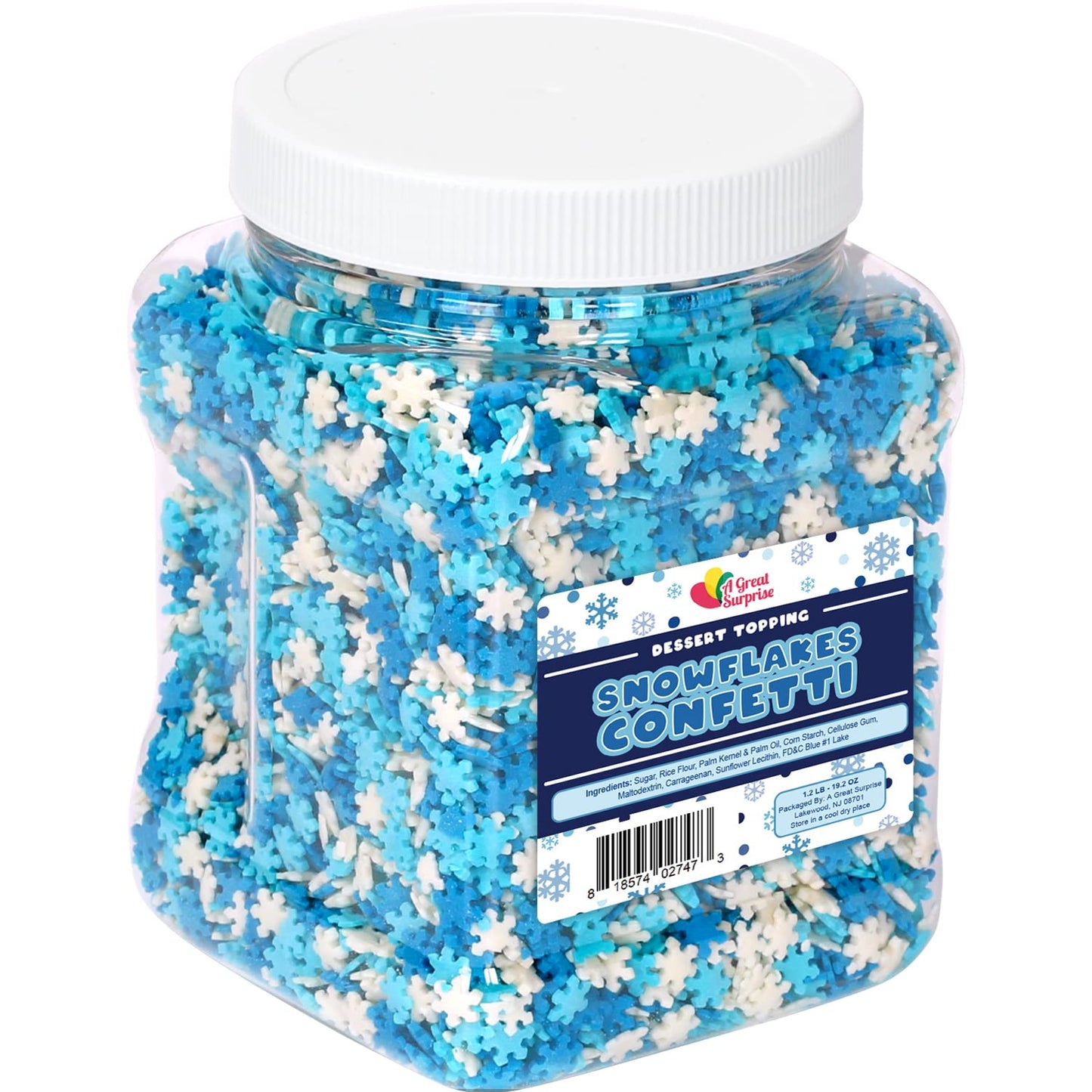Winter Sprinkles Bulk - Snowflake Confetti - 1.2 lbs bulk - Snowflakes - Blue & White - Great for Cooking, Baking & Decorating