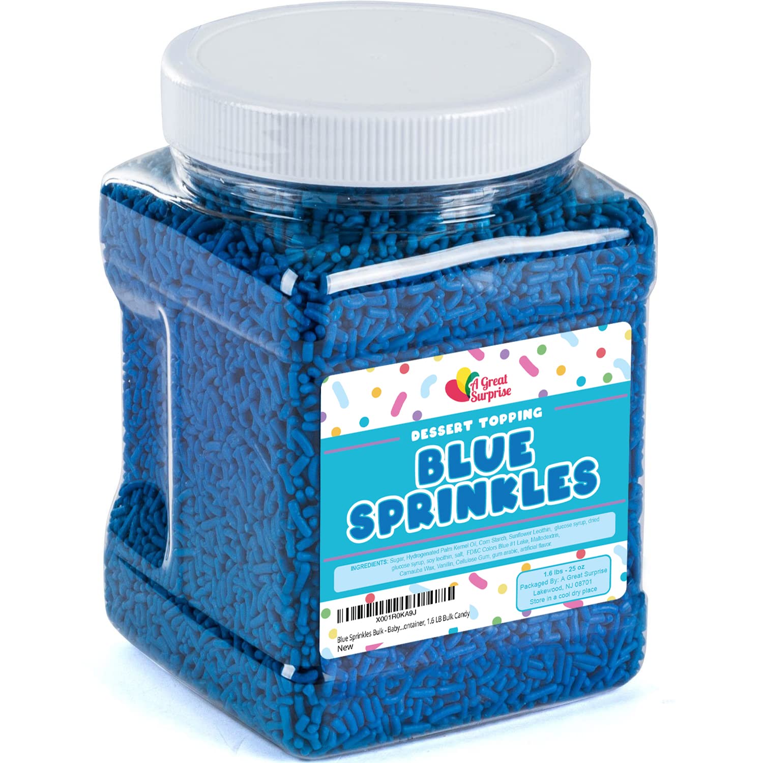 Sprinkles Rainbow Bulk - Decorating Jimmies - 2.2 LB - Sprinkle Candy -  Resealable Container - Toppings for Ice Cream Sundae, Cupcake, Cake, Cookie