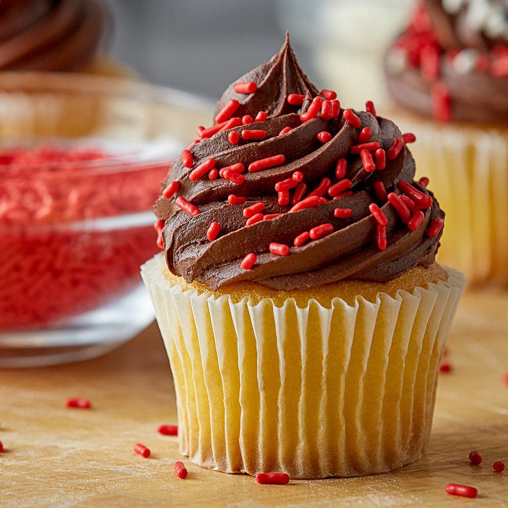 Red Sprinkles - Red Jimmies for Cookie Decorating - Red Sprinkles Bulk in Resealable Container - Red Sprinkles Jimmies - Bulk Candy - 1.6 Pounds