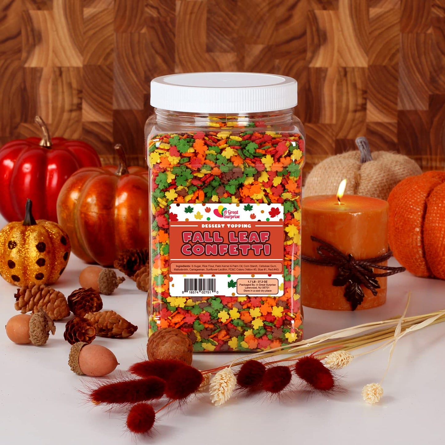 Fall Sprinkles - 10 oz - Bulk Halloween Sprinkles - Fall Color Sprinkles for Baking - Autumn Leaf Sprinkles - Thanksgiving Sprinkles for Cupcakes, Cookies, Cake Decorating