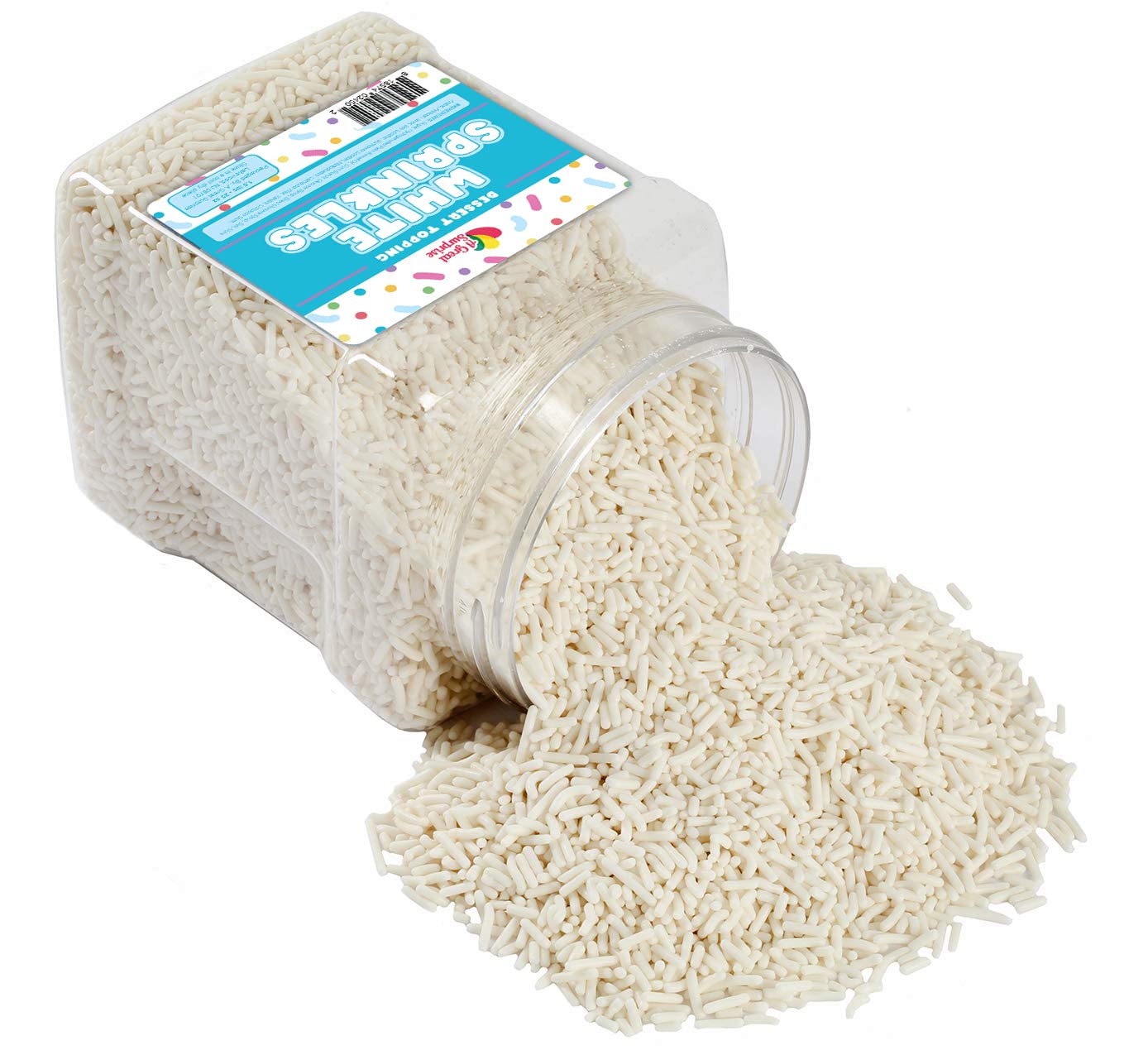 White Sprinkles Bulk - 1.6 LB - Mothers Day Sprinkles - Jimmies in Resealable Container - Sprinkles for Cake Decorating, Cupcakes, Cookie Baking and More