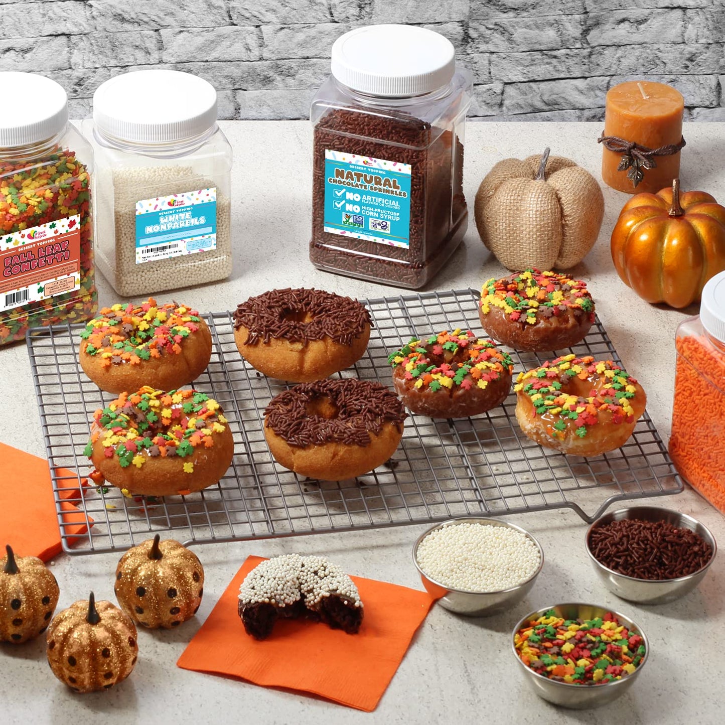 Fall Sprinkles - 10 oz - Bulk Halloween Sprinkles - Fall Color Sprinkles for Baking - Autumn Leaf Sprinkles - Thanksgiving Sprinkles for Cupcakes, Cookies, Cake Decorating
