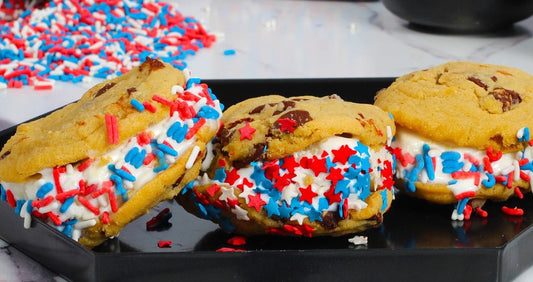 red white blue sprinkles confetti star shaped patriotic memorial day baking ice cream sandwiches decorating